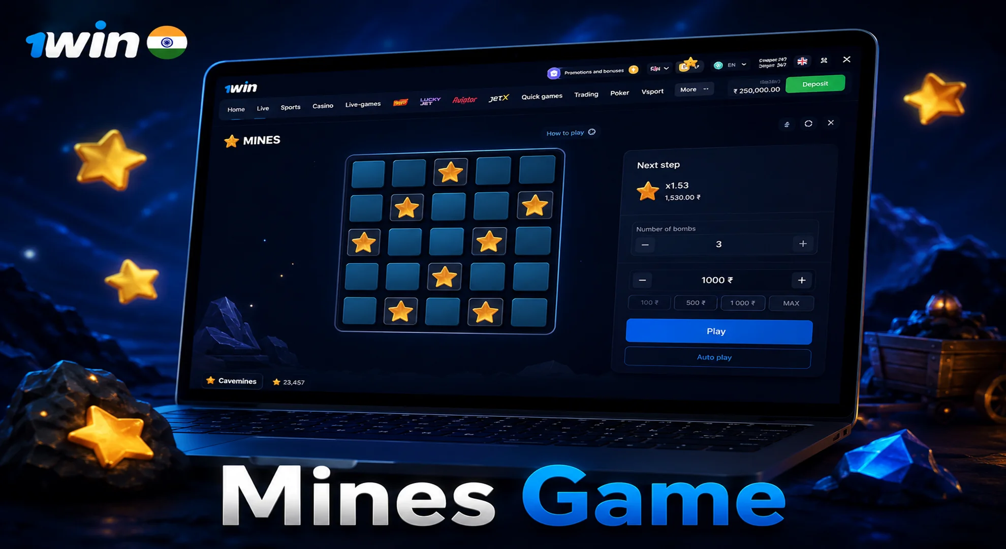 play 1win mines game