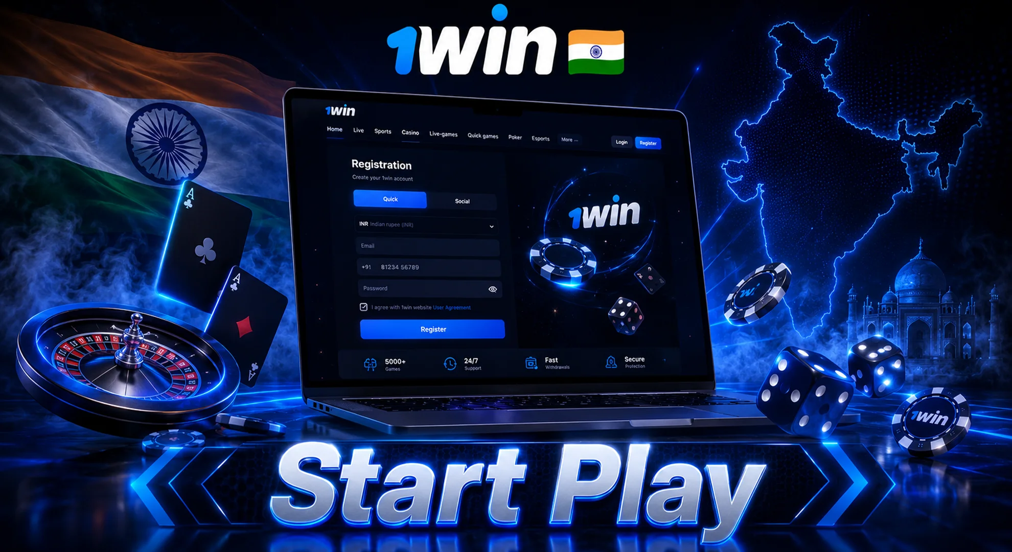how to start play at casino 1win